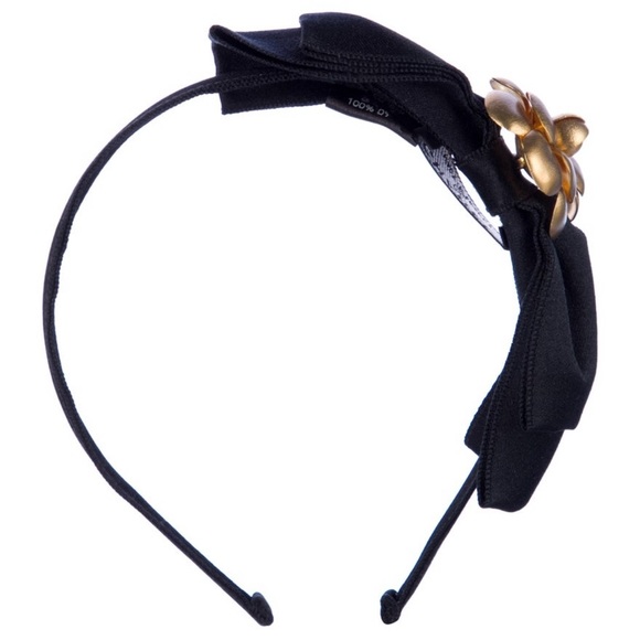 CHANEL Black headband with gold camelia flower main image 4